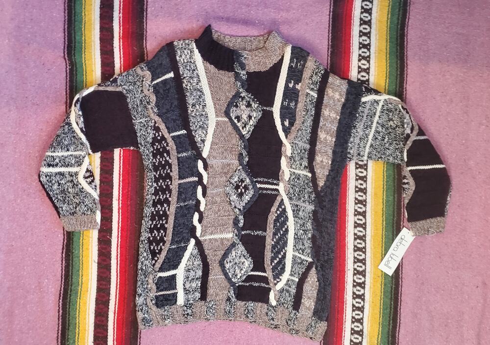 NWT Vintage Debra Lubell Mockneck 3D Coogi Style Pullover Sweater